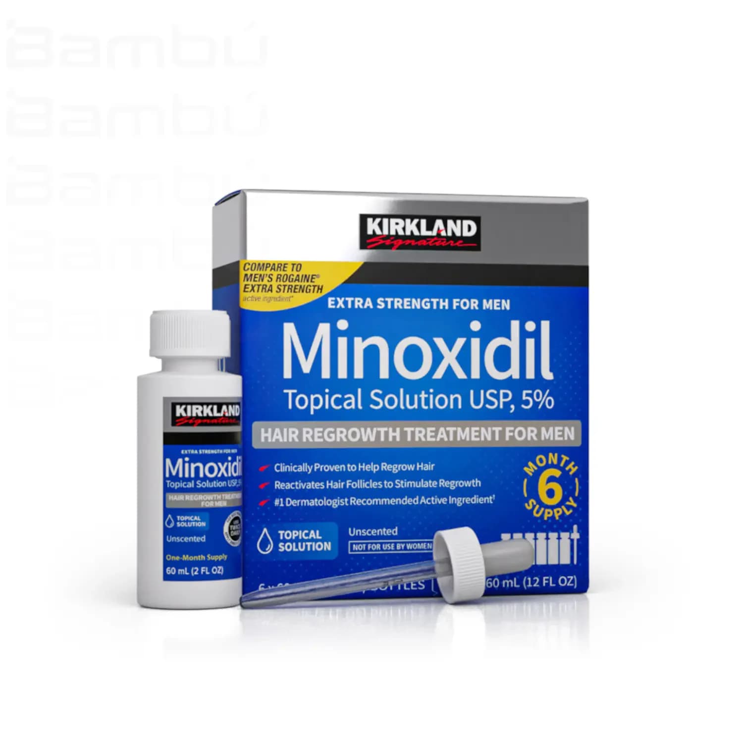 Minoxidil Kirkland 5% 6x60 ml (360ml) - 6 frascos de 60ml (total 360ml)